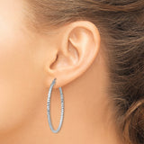 Sterling Silver Twisted Hoop Earrings with Diamond Cut Faceted Texture for Women