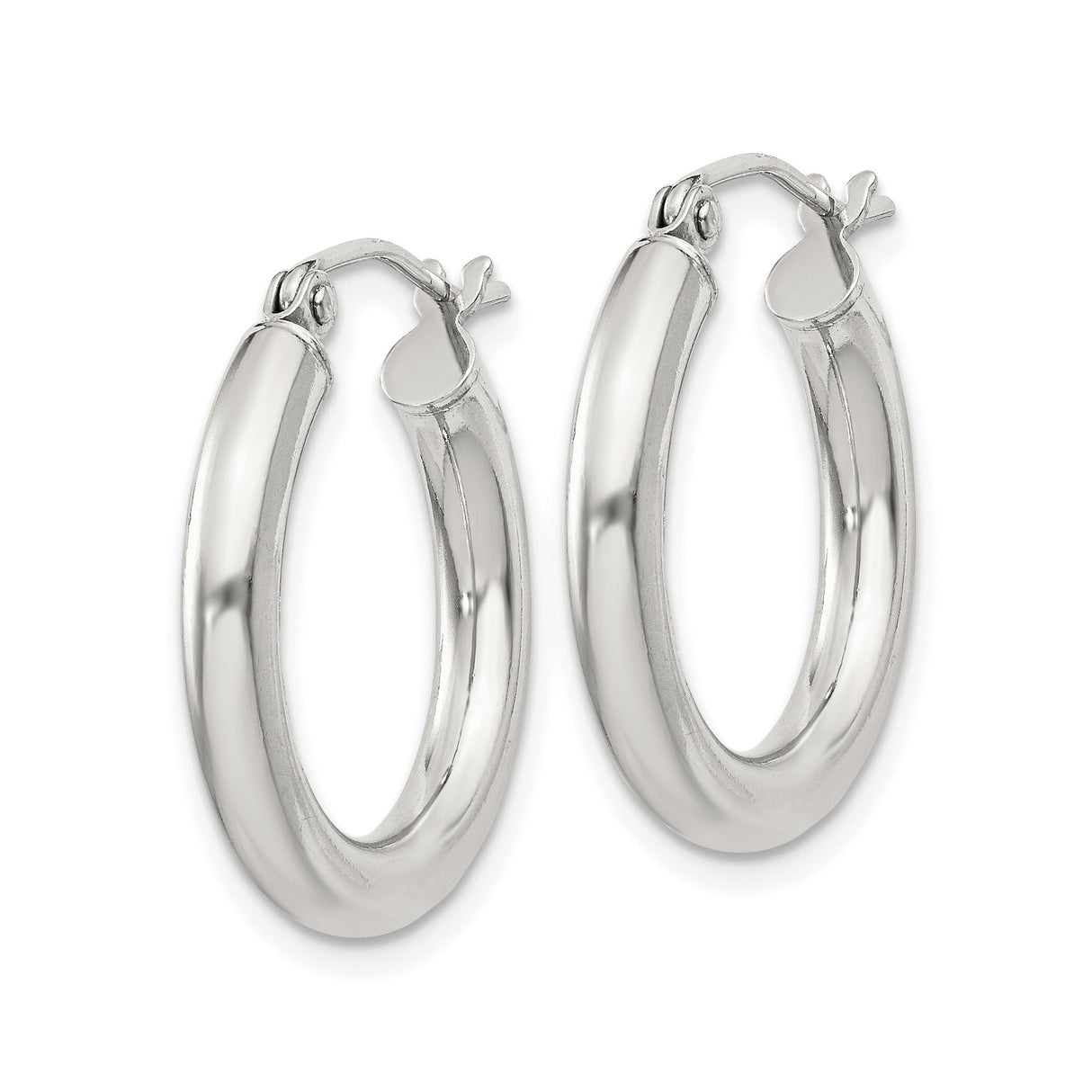 Sterling Silver Hoop Earrings, Classic Round Design with Smooth Finish, Latch-Back Closure