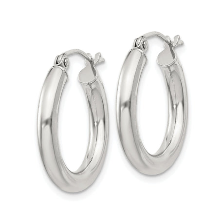 Sterling Silver Hoop Earrings, Classic Round Design with Smooth Finish, Latch-Back Closure