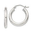 Sterling Silver Hoop Earrings, Classic Round Design with Smooth Finish, Latch-Back Closure