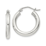 Sterling Silver Hoop Earrings, Classic Round Design with Smooth Finish, Latch-Back Closure