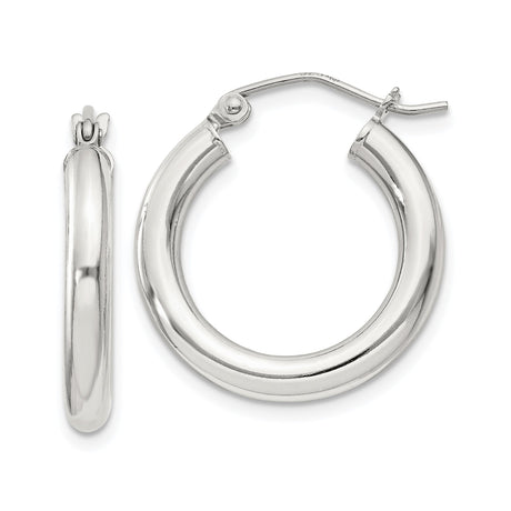 Sterling Silver Hoop Earrings, Classic Round Design with Smooth Finish, Latch-Back Closure