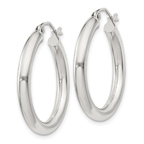 Sterling Silver Hoop Earrings with Hinged Closure, Classic Polished Design for Women