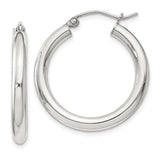 Sterling Silver Hoop Earrings with Hinged Closure, Classic Polished Design for Women