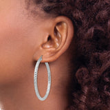 Sterling Silver Hoop Earrings, Diamond Cut Textured Lightweight Hoops with Hinged Closure