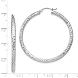 Sterling Silver Hoop Earrings, Diamond Cut Textured Lightweight Hoops with Hinged Closure