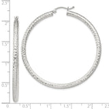 Sterling Silver Hoop Earrings, Diamond Cut Design with Textured Reflective Finish