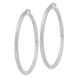 Sterling Silver Hoop Earrings with Diamond-Cut Texture and Latch-Back Closure