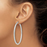 Sterling Silver Hoop Earrings with Diamond-Cut Texture and Latch-Back Closure
