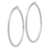 Sterling Silver Hoop Earrings, Diamond Cut Textured Finish, Classic Round Design, 30mm