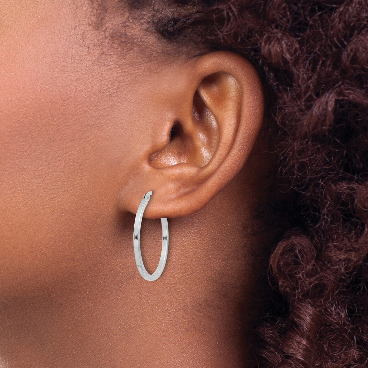 Sterling Silver Hoop Earrings, Classic Round Polished Design, Lightweight Minimalist Jewelry for Women