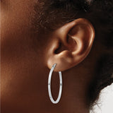 Sterling Silver Hoop Earrings with Sleek Polished Flat Design and Latch-Back Closure
