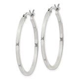 Sterling Silver Hoop Earrings, Flat Polished Design with Hinged Backs for Women