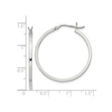 Sterling Silver Hoop Earrings, Flat Polished Design with Hinged Backs for Women