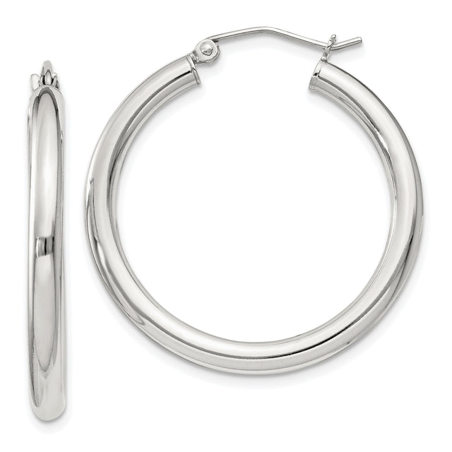 Sterling Silver Hoop Earrings with Polished Finish, Minimalist Everyday Style