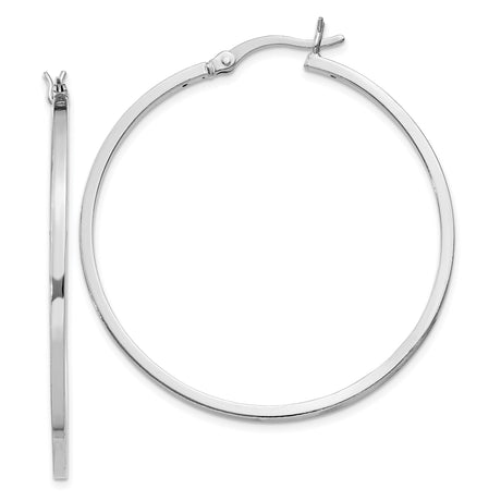 Sterling Silver Hoop Earrings, Large Round High Polish Minimalist Style