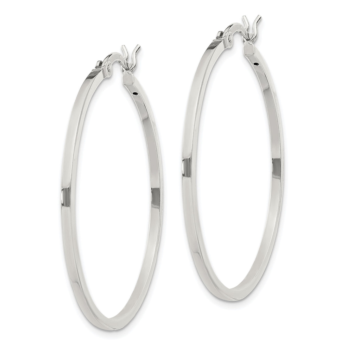 Sterling Silver Hoop Earrings, Polished Finish, Medium Round Minimalist Design for Women