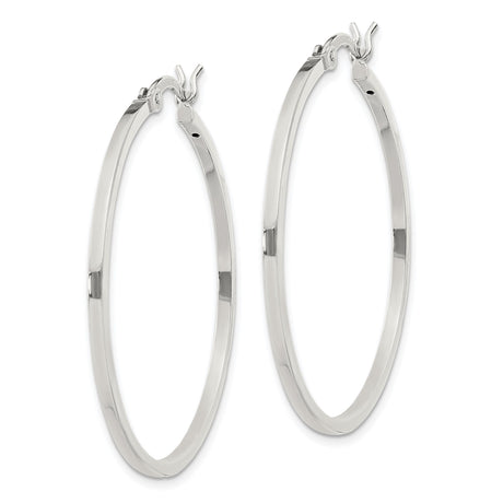 Sterling Silver Hoop Earrings, Polished Finish, Medium Round Minimalist Design for Women