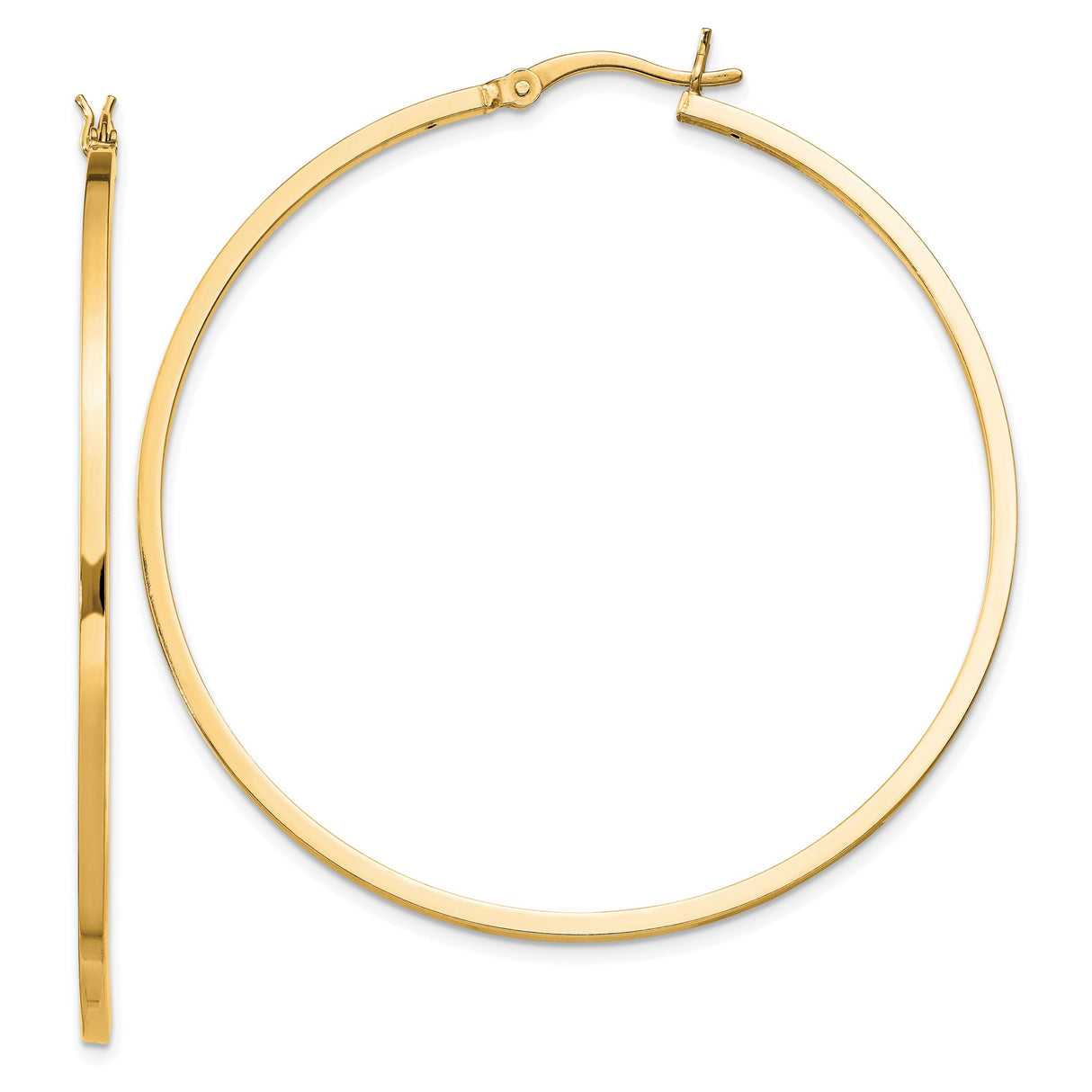 Sterling Silver Gold-Plated Large Hoop Earrings, Classic Polished Round Style for Women