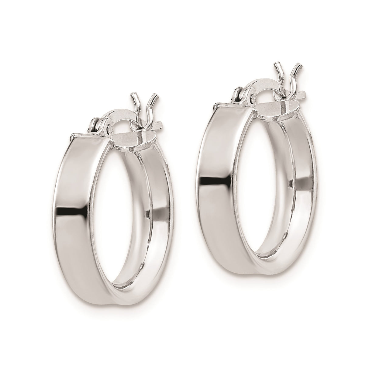 Sterling Silver Hoop Earrings, Polished Finish, Classic Round Latch Back, Lightweight Design for Women