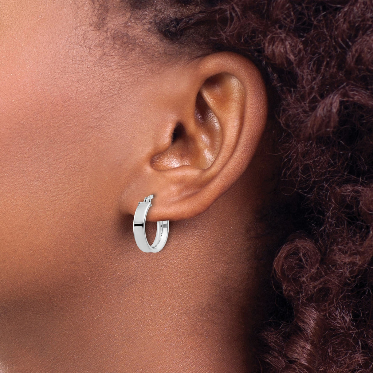 Sterling Silver Hoop Earrings, Polished Finish, Classic Round Latch Back, Lightweight Design for Women