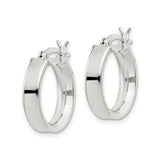 Sterling Silver Hoop Earrings with Latch Back, Classic Round Polished Minimalist Style