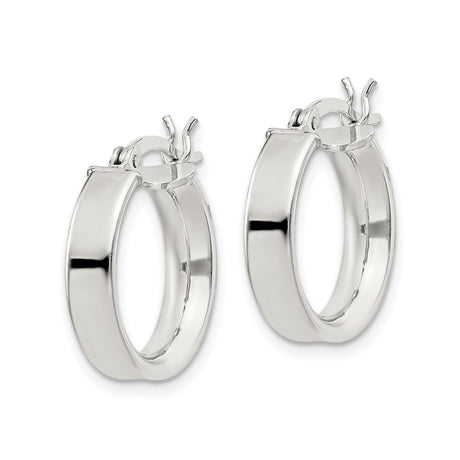 Sterling Silver Hoop Earrings with Latch Back, Classic Round Polished Minimalist Style