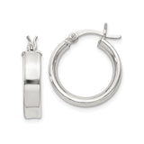 Sterling Silver Hoop Earrings with Latch Back, Classic Round Polished Minimalist Style
