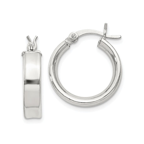 Sterling Silver Hoop Earrings with Latch Back, Classic Round Polished Minimalist Style
