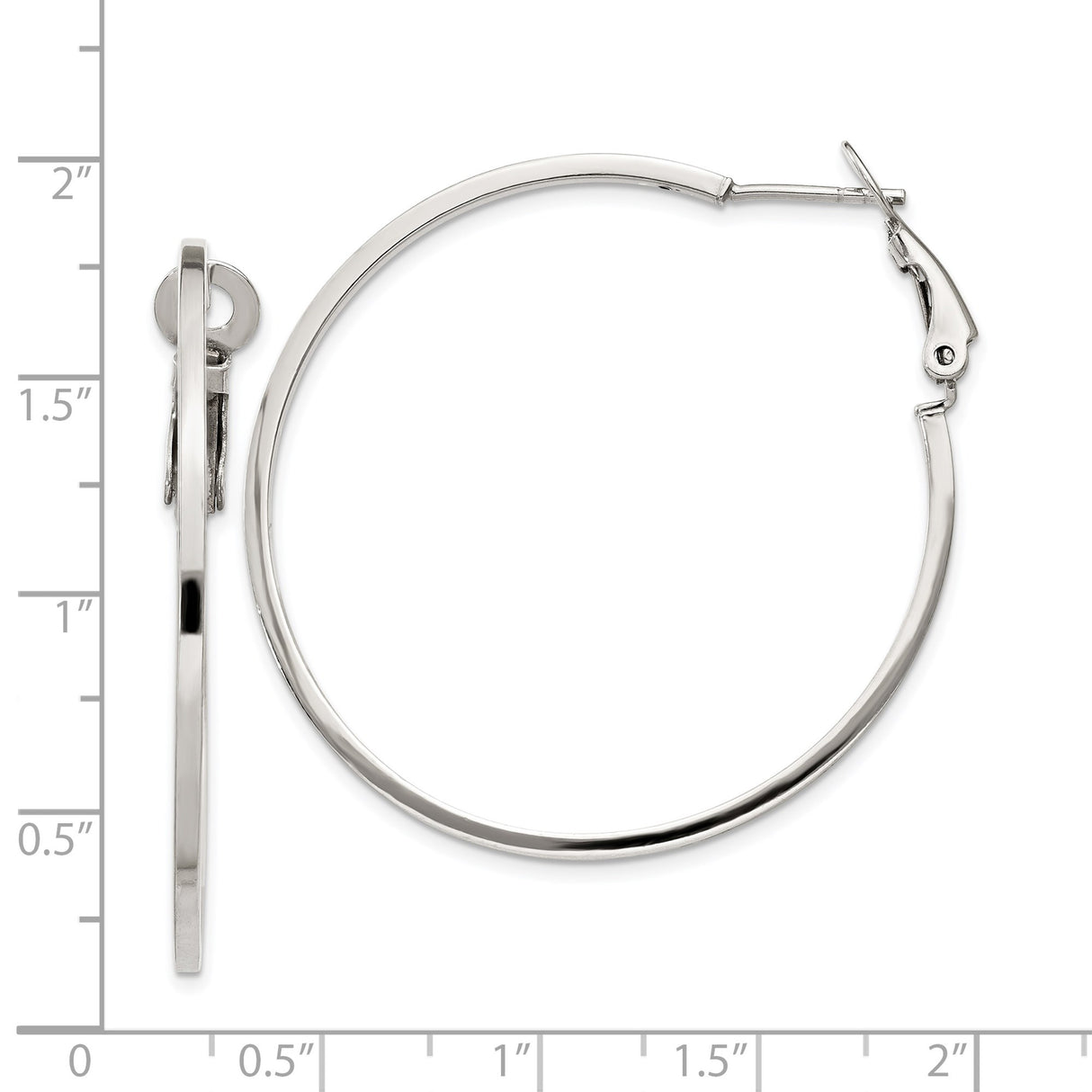 Sterling Silver Hoop Earrings, Lightweight High Polish Classic Everyday Design for Women