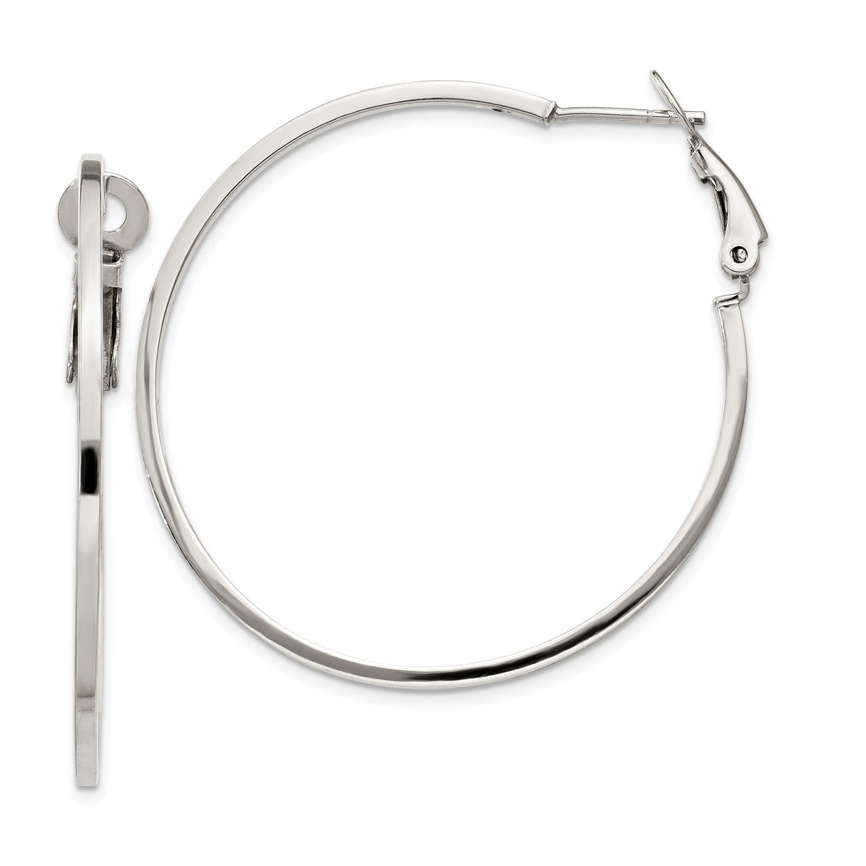 Sterling Silver Hoop Earrings, Lightweight High Polish Classic Everyday Design for Women