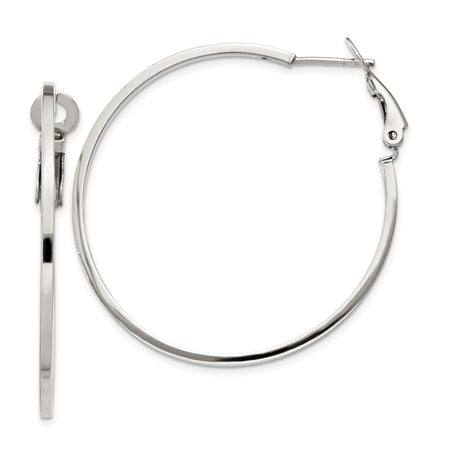 Sterling Silver Hoop Earrings, Lightweight High Polish Classic Everyday Design for Women