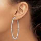 Sterling Silver Large Hoop Earrings, Lightweight Polished Round Minimalist Design for Women