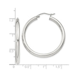 Sterling Silver Hoop Earrings, Classic Round Smooth Polished Lightweight Design for Women