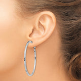 Sterling Silver Hoop Earrings, Large Polished Round Design with Omega Clip Back