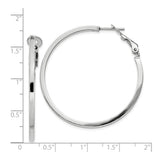 Sterling Silver Hoop Earrings, Polished Round Latch Back, Rhodium Plated Minimalist Design