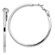 Sterling Silver Hoop Earrings, Polished Round Latch Back, Rhodium Plated Minimalist Design