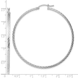 Sterling Silver Hoop Earrings, Diamond Cut Textured Large Round Tube Style for Women
