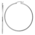 Sterling Silver Hoop Earrings, Diamond Cut Textured Large Round Tube Style for Women