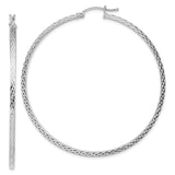 Sterling Silver Hoop Earrings, Diamond Cut Textured Large Round Tube Style for Women