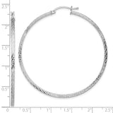 Sterling Silver Hoop Earrings, Diamond Cut Textured Lightweight Tube Design for Women