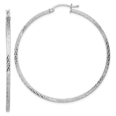 Sterling Silver Hoop Earrings, Diamond Cut Textured Lightweight Tube Design for Women