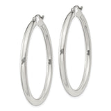 Sterling Silver Hoop Earrings, 3mm Round Minimalist Design with Polished Finish, Hinged Clasp