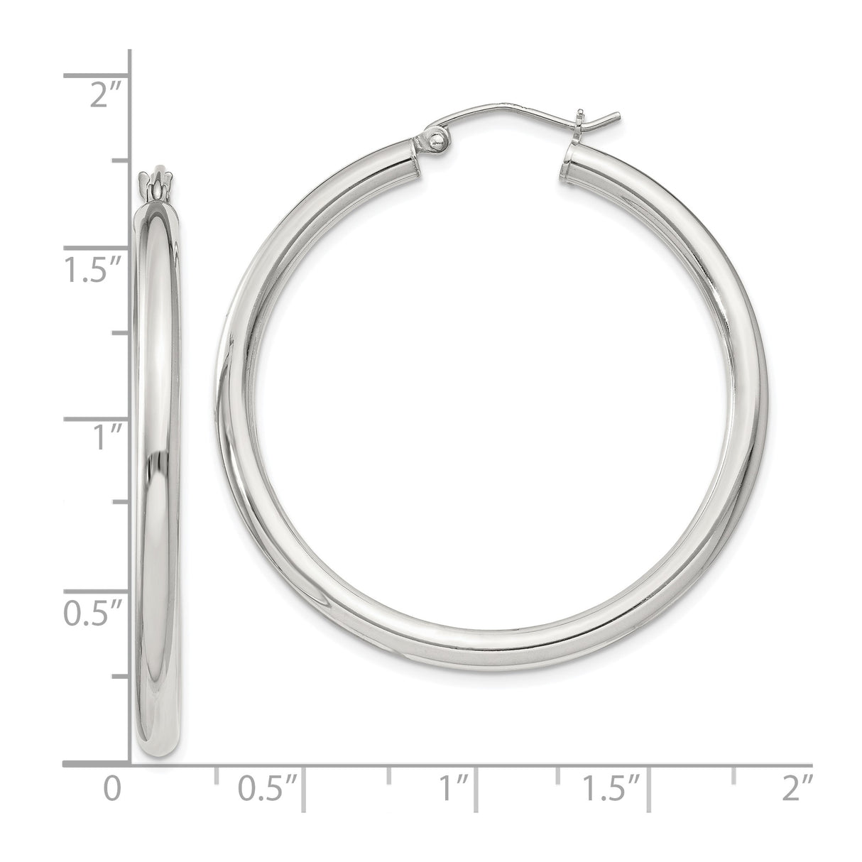 Sterling Silver Hoop Earrings, 3mm Round Minimalist Design with Polished Finish, Hinged Clasp