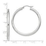 Sterling Silver Hoop Earrings, 3mm Round Minimalist Design with Polished Finish, Hinged Clasp