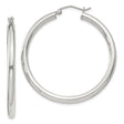 Sterling Silver Hoop Earrings, 3mm Round Minimalist Design with Polished Finish, Hinged Clasp