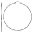 Sterling Silver Hoop Earrings, Textured Tube with Diamond-Cut Detail, Lightweight Large Circles