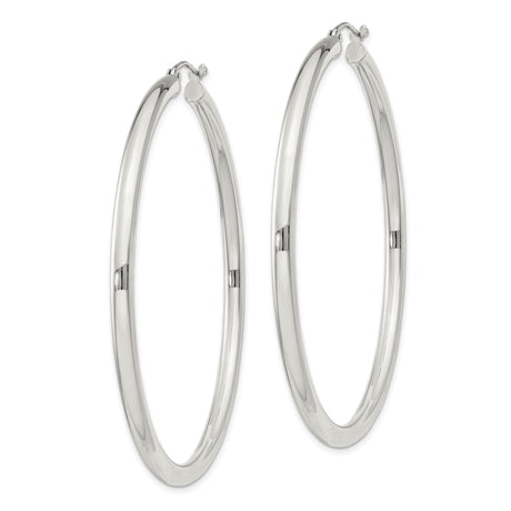 Sterling Silver Hoop Earrings with Smooth Finish and Hinged Backs, Classic Minimalist Design