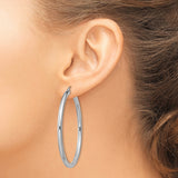Sterling Silver Hoop Earrings, Large Polished Round Tube Design, Lightweight Minimalist Style for Women