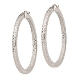 Sterling Silver Hoop Earrings, Large Diamond Cut Textured Round Hoops for Women